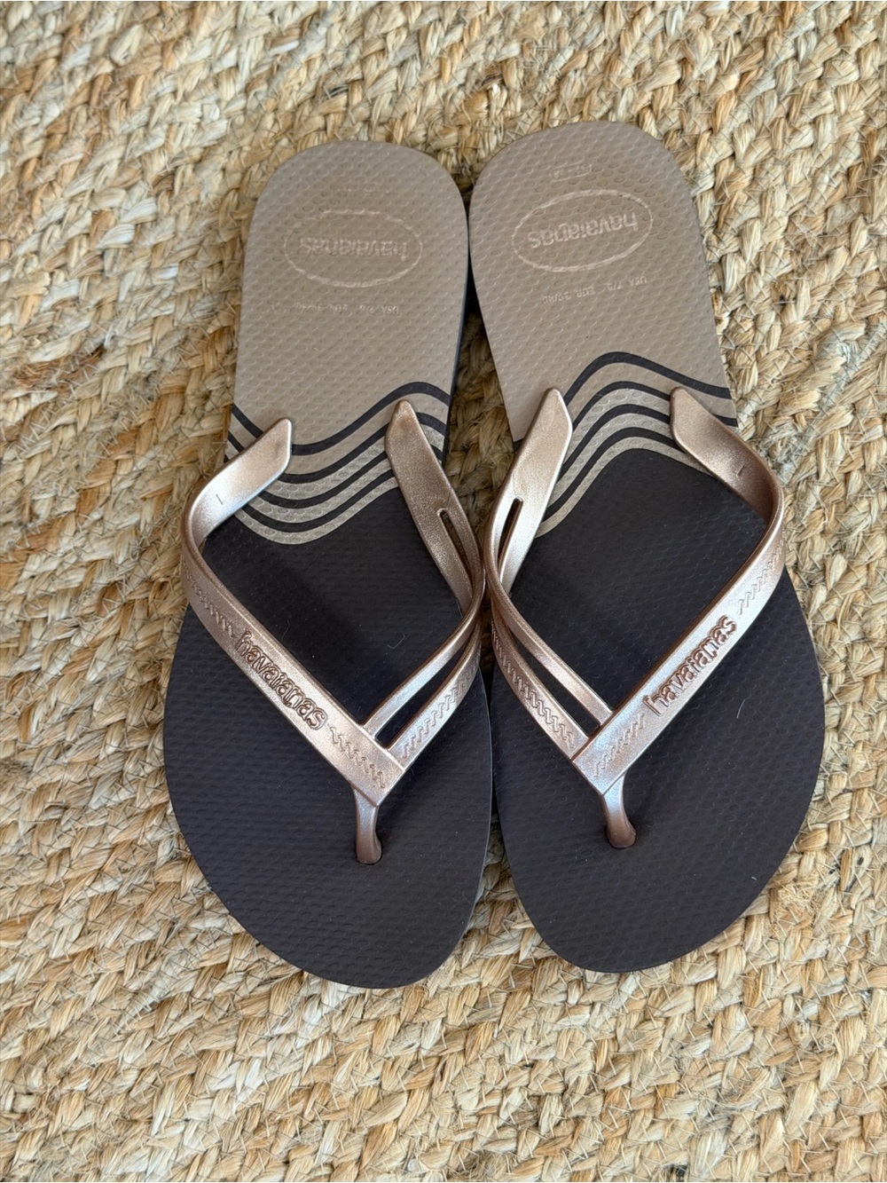 Havaianas Metallic Rose Gold Flip Flops Brown Women’s Sandals